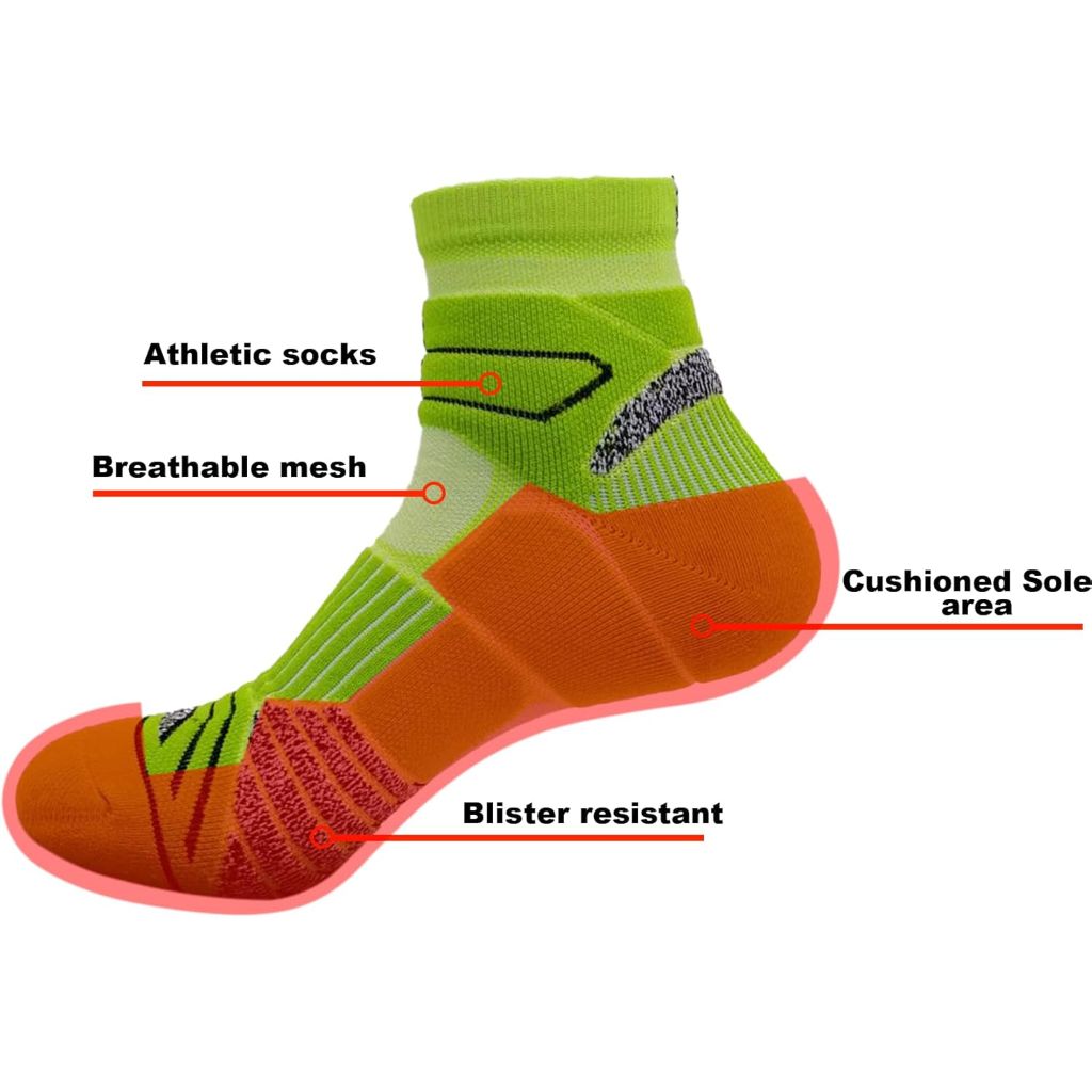 ASTRALUX Running Socks 3 Pairs Cushioned Anti-Blister Athletic Basketball Hiking Socks