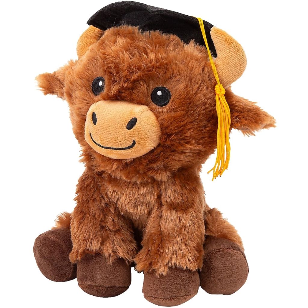 Fun Express Graduation Highland Cow Plush Stuffed Animal with Mortarboard Cap - Graduation Gifts 2025 2026