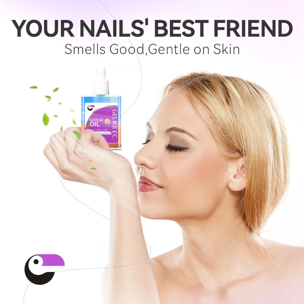 Gelike ec Nail Cuticle Oil - Peach Scent Dual Color Nail Moisturizing With Natural Jojoba Vitamin B & E for Nail Bed ＆ Damaged Nails Repair Treatment - Cuticle Cream for Nail Growth and Strength