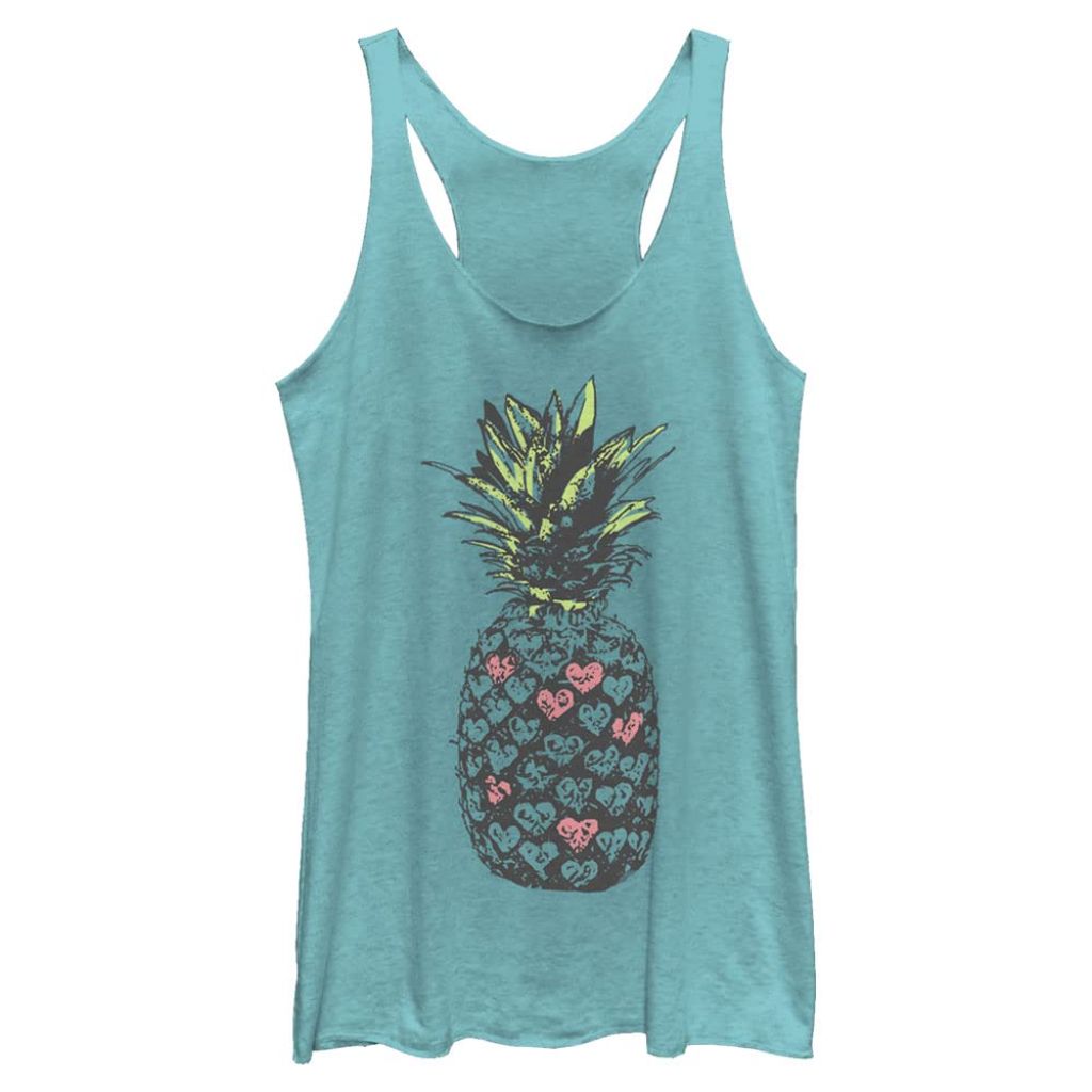 Fifth Sun Lost Gods Heart Fruit Women's Racerback Tank Top, Tahiti Blue, XX-Large