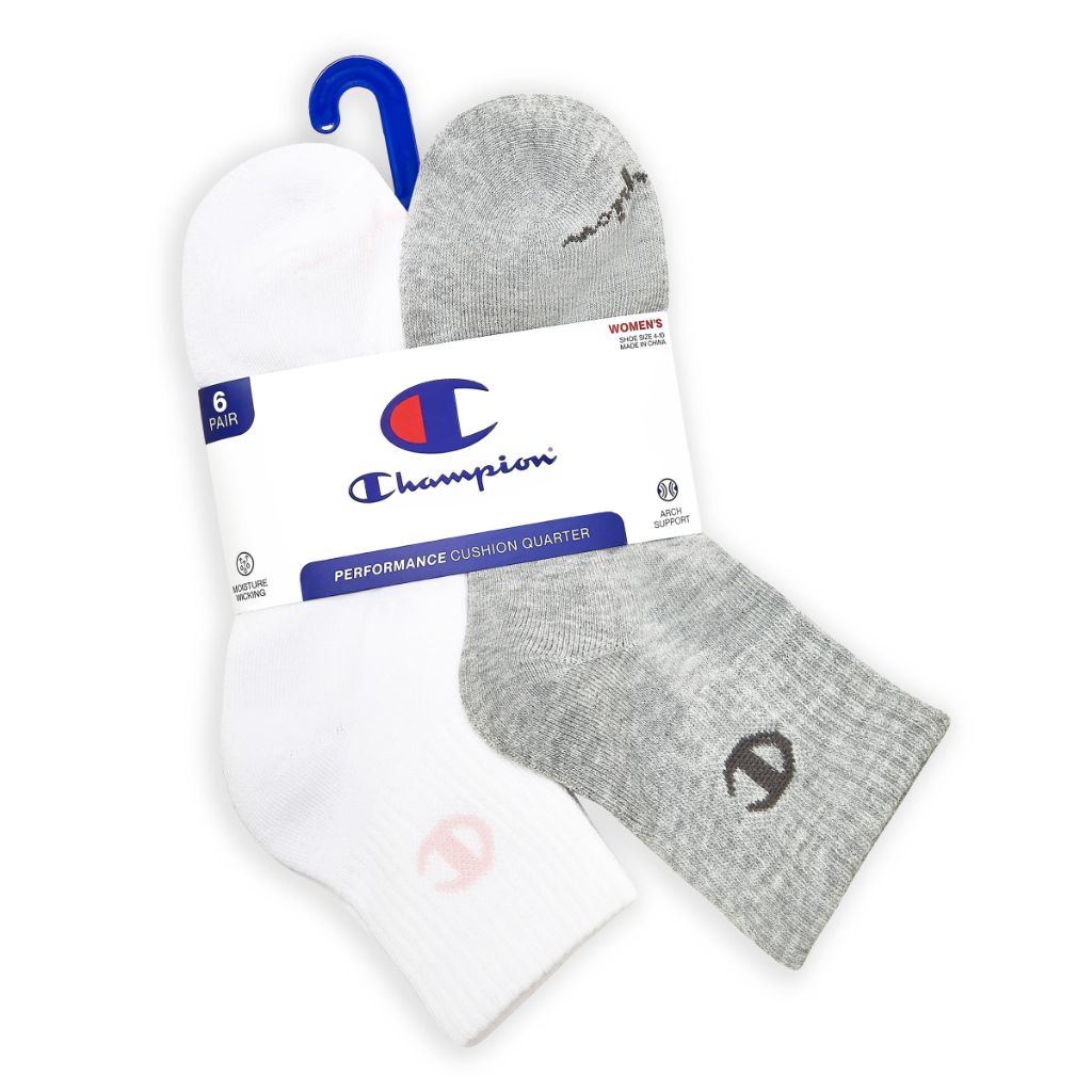6PK WOMENS CUSHION QUARTER champion socks