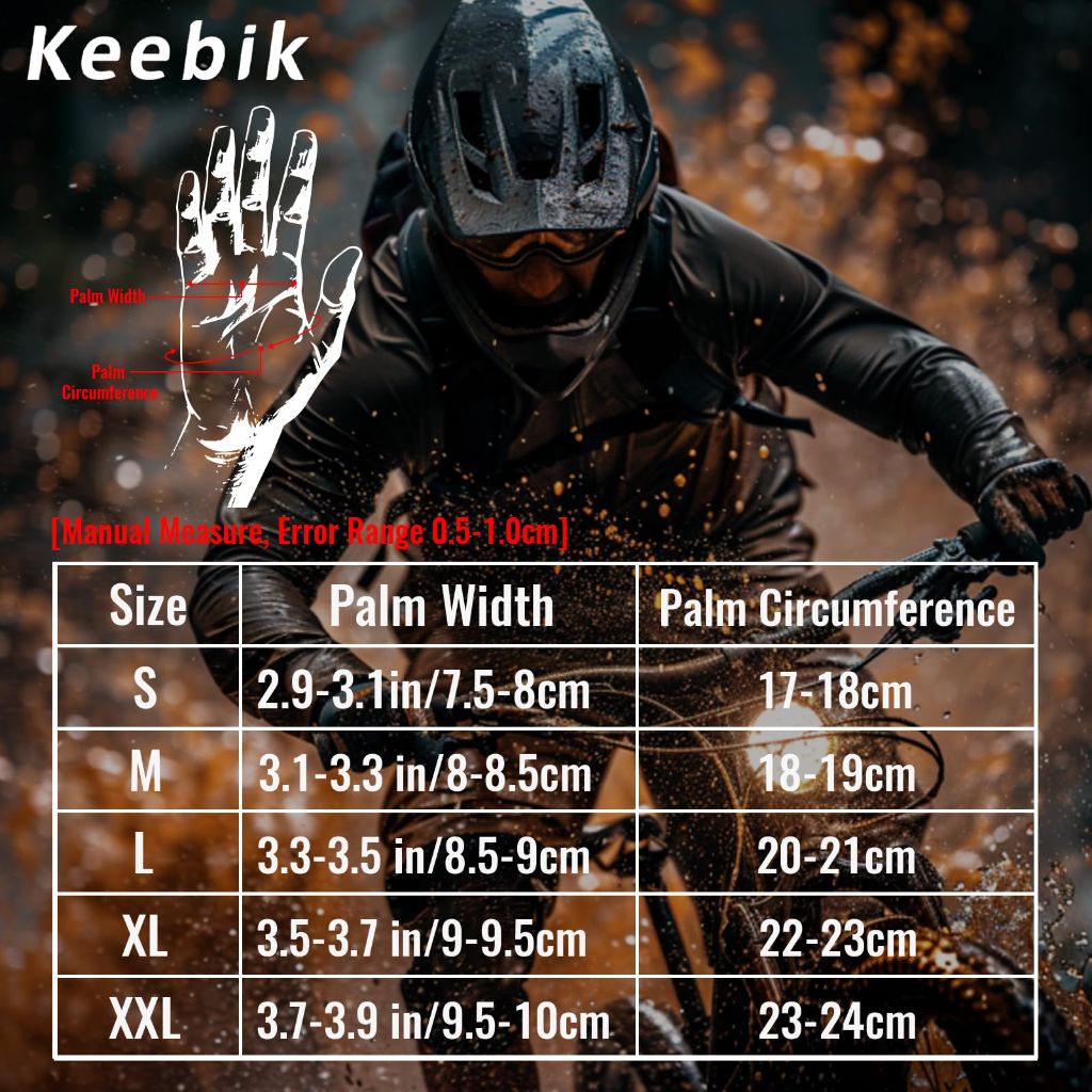 KEEBIK Skeleton Motorcycle Gloves for Men and Women, Breathable Cycling Glove with Touchscreen and Shock-Absorbing Padding