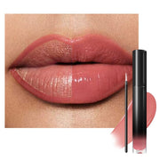 Evpct Peachy Nude Shiny Longwear No-Budge Liquid Lip Color Lipstick Makeup, with Lip Liner Brush, 11#