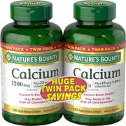 Nature's Bounty Calcium 1200mg w/Vitamin D3 Softgels, 120ct - 2 Pack