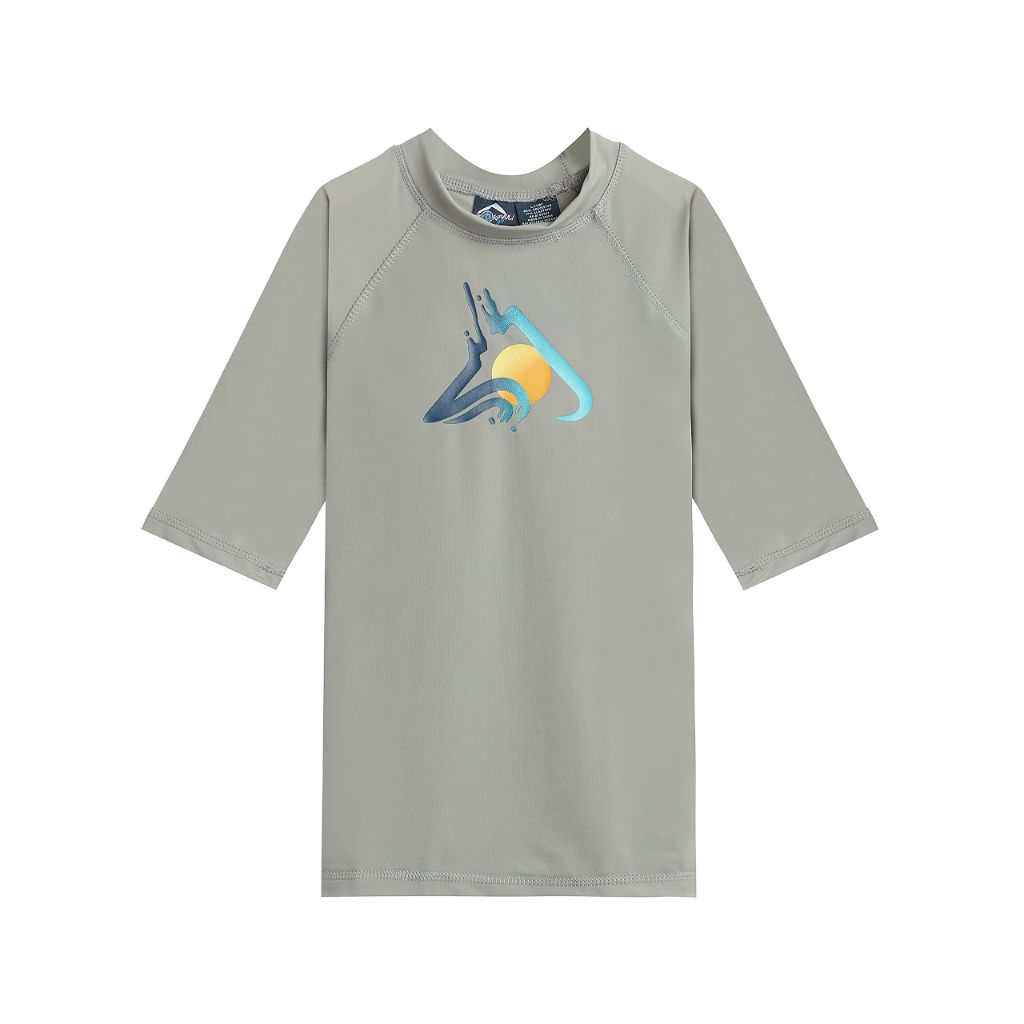 Kanu Surf boys Haywire Upf 50+ Sun Protective Rashguard Swim Rash Guard Shirt, Infinite Grey, 14-16 US