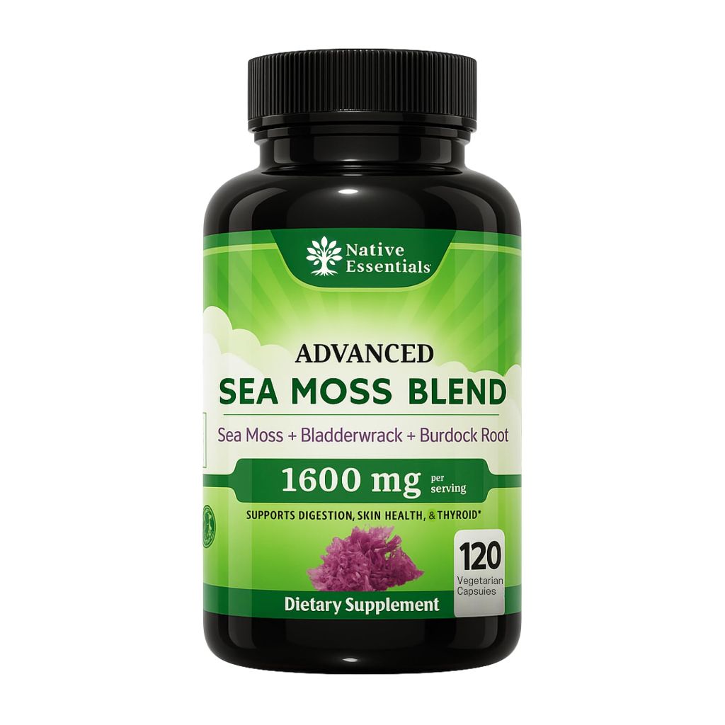 Native Essentials Sea Moss Complex 1600mg - Thyroid Immunity Skin Support