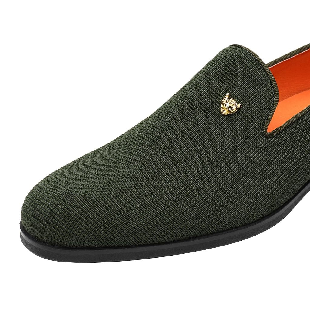 FOEVTRUE Mens Dress Loafers Stylish Flying Woven Party Wedding Shoes Olive US 10