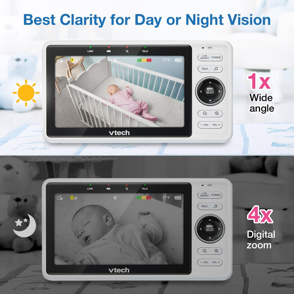 VTech VM901 Smart WiFi Baby Monitor with 1080p FHD Camera and 5" HD IPS Display, Free App, Remote Pan Tilt Zoom, Night Vision, Motion Detection Alerts