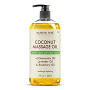 MAJESTIC PURE Coconut Massage Oil for Massage Therapy, 8 fl. oz