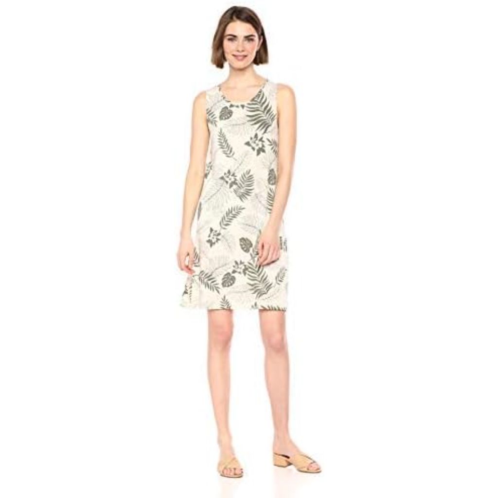 Amazon Essentials Daytrip Mini Slip Dress - Oatmeal Palm Leaf, XXL