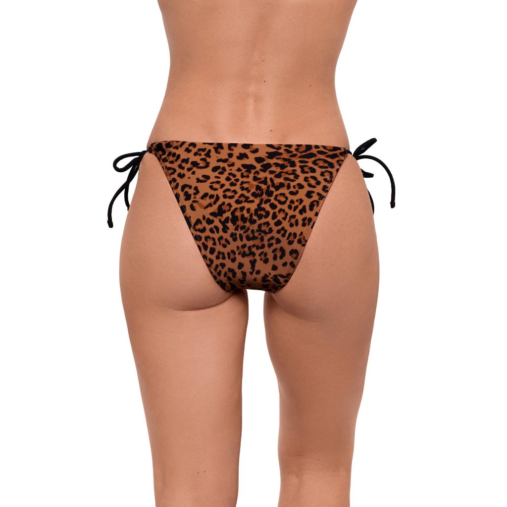 Sports Illustrated Women's String Tie Side Bottom, Meow Factor, ( Brown Large)