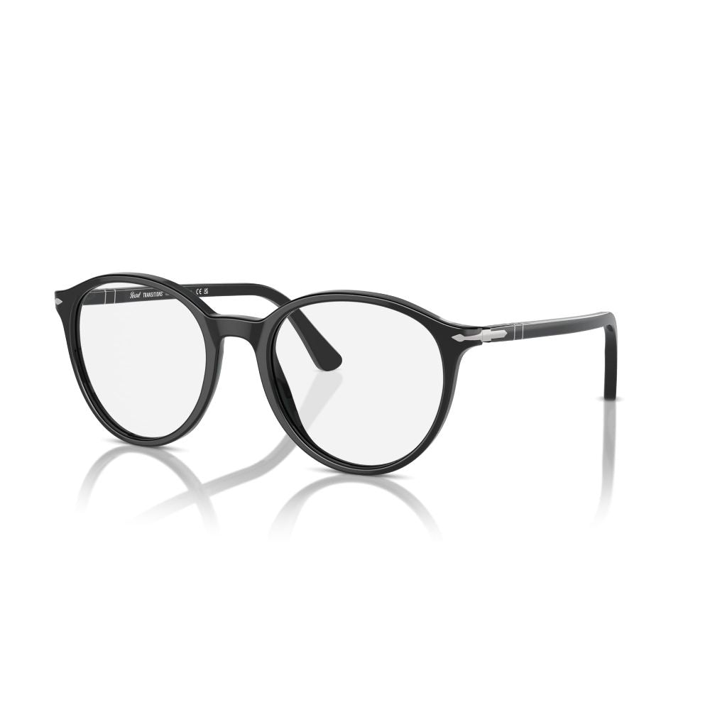 Persol Unisex PO3350S 8261 Transition Sunglasses - Black/Silver/Green, 50 mm