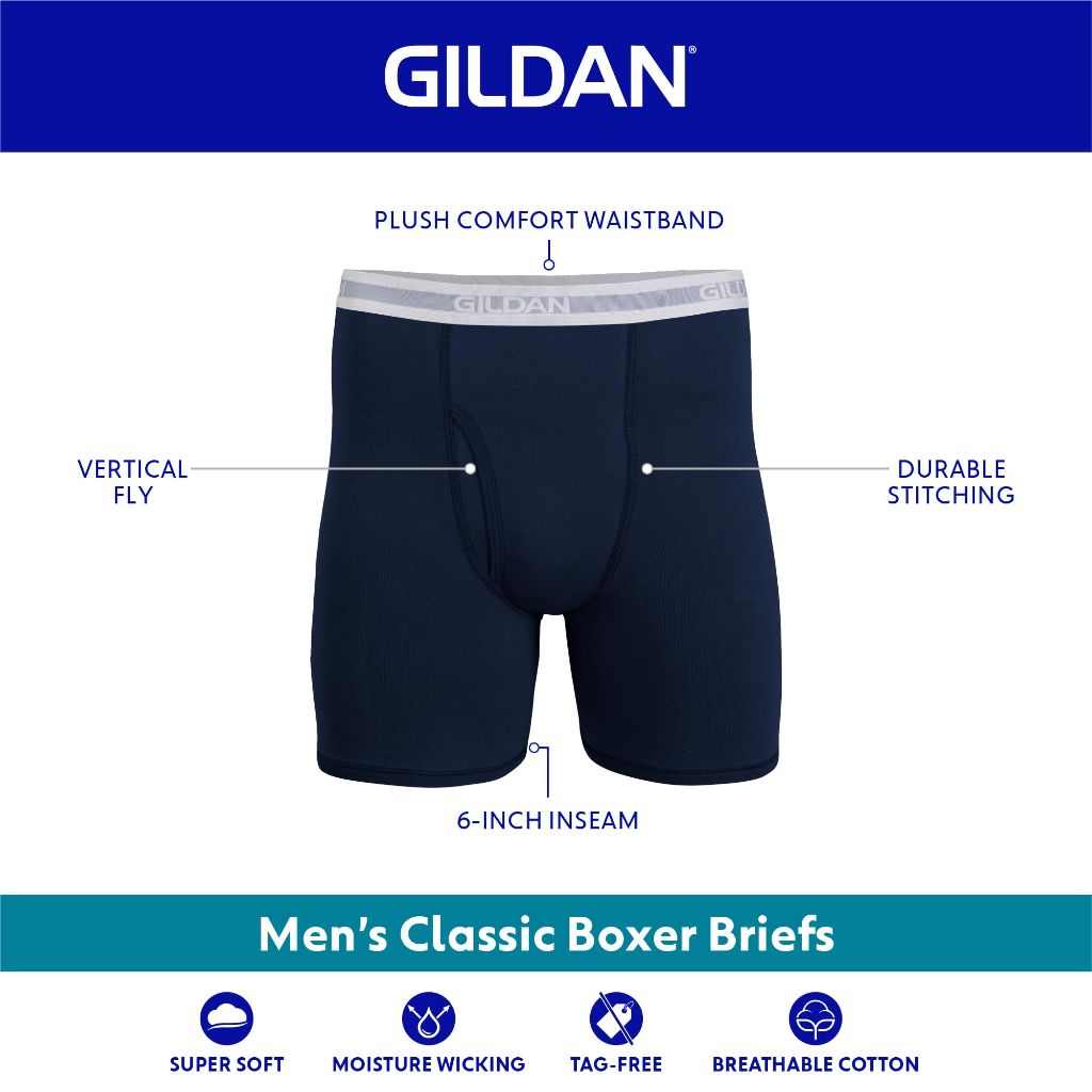 Gildan Men's Underwear Boxer Briefs, Multipack, Black/Garnet/Royal/Diamond (10-pack), X-Large
