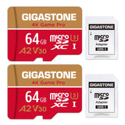 【for Switch 1 Only】 GIGASTONE 64GB Micro SD Card 2-Pack, 4K Game Pro, MicroSDXC Memory Card for Gaming Console, UHD Video, up to 95/35MB/s, UHS-I U3 A2 V30 C10 【5-Years Data Recovery】