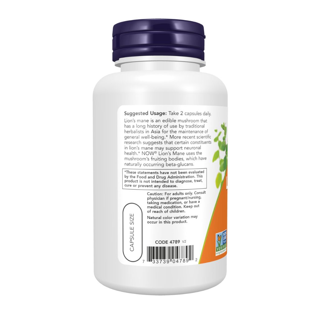 NOW Foods Supplements, Lion's Mane 500 mg, 60 Capsules