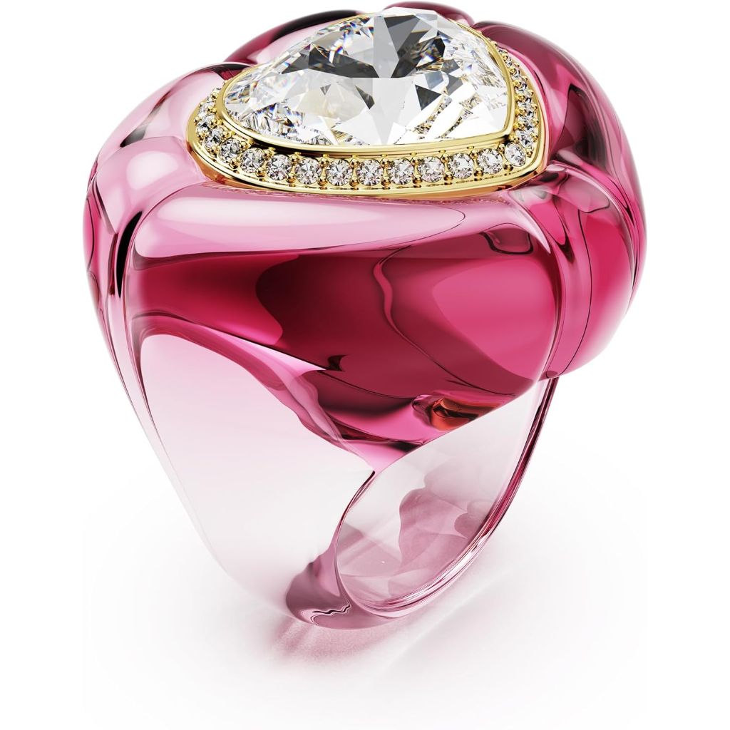 Swarovski Dulcis cocktail ring, Heart cut, Pavé, Heart, Pink, Size 6 3/4