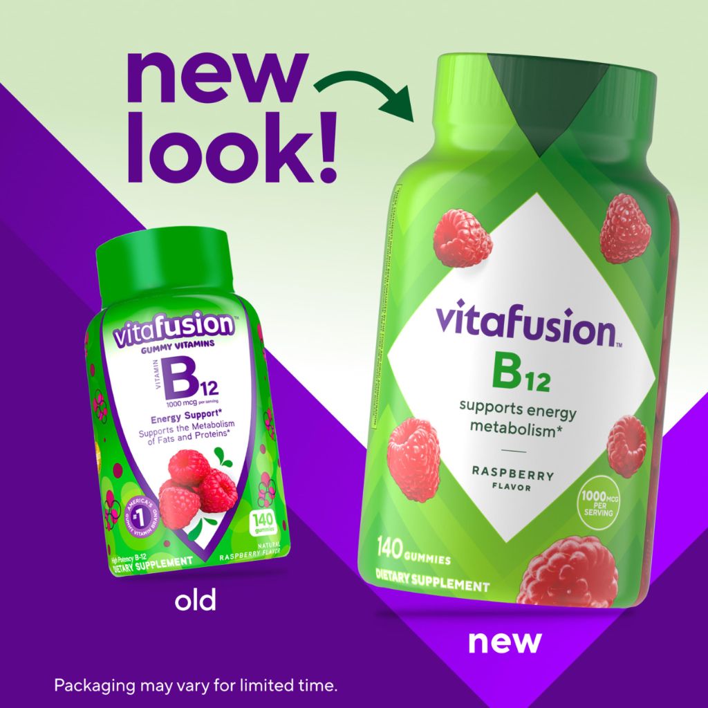 Vitafusion Vitamin B12 Gummies | 1000 mcg | 140 Adult Gummy Vitamins | Raspberry Flavor