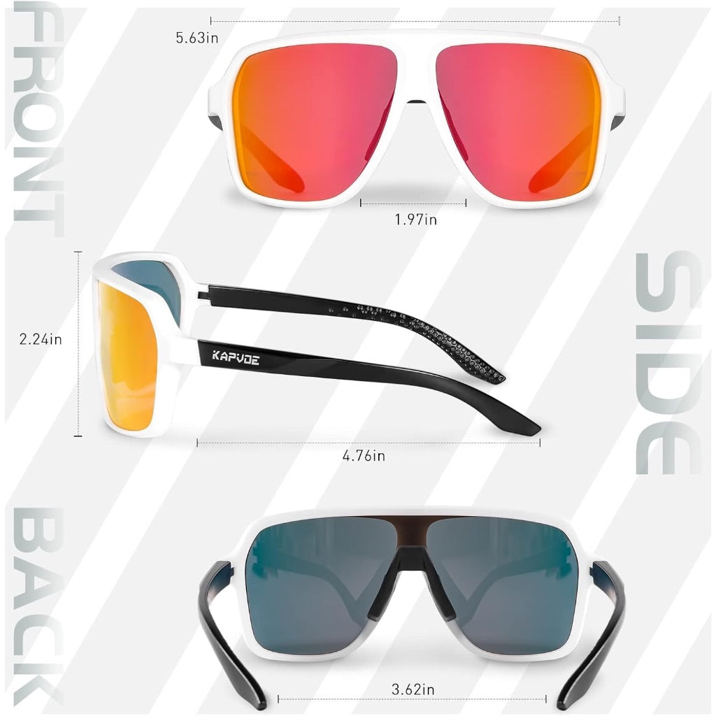KAPVOE K64 Unisex Adult Polarized Sports Sunglasses, UV 400 Protection - White