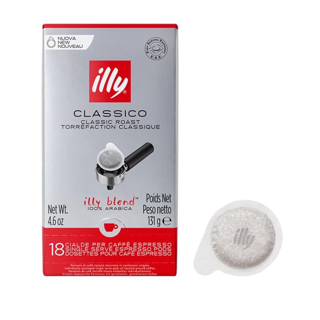 Illy E.S.E. Coffee - Single-Serve Pods – Classico Medium Roast - Notes Of Chocolate & Caramel – 18 Count