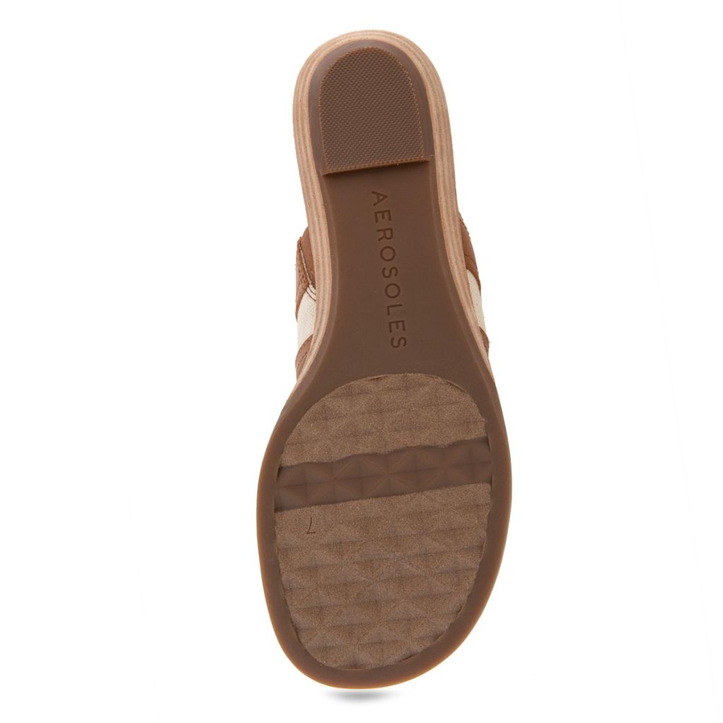 Aerosoles Women's Gesa Flat Thong Sandal, Natural/Tan Canvas, 5.5M