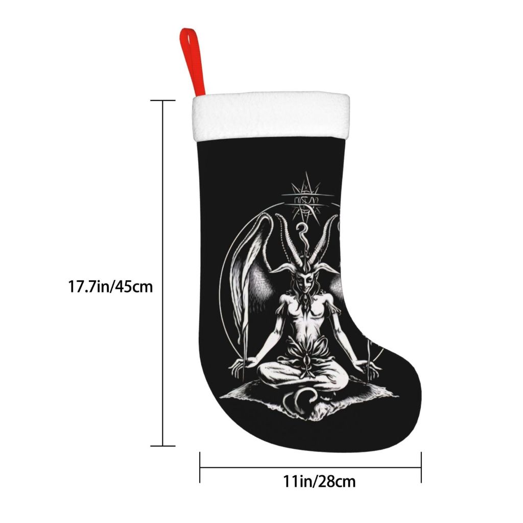 FYCFSLMY Baphomet Satan Devil Large Christmas Stockings, Xmas Tree Fireplace Hanging Decorations for Home Holiday Decor
