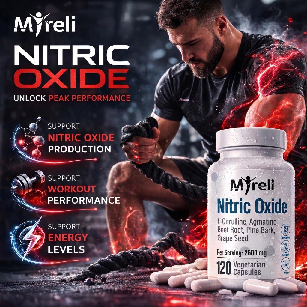 MYRELI Nitric Oxide Supplements for Men & Women –  120 Capsules