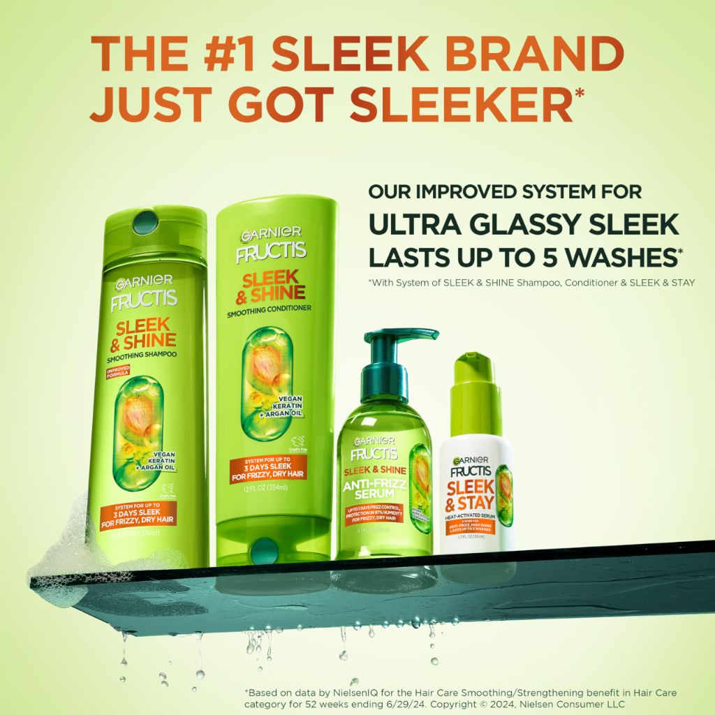 Garnier Fructis Sleek & Shine Shampoo, 33.8 Fl Oz