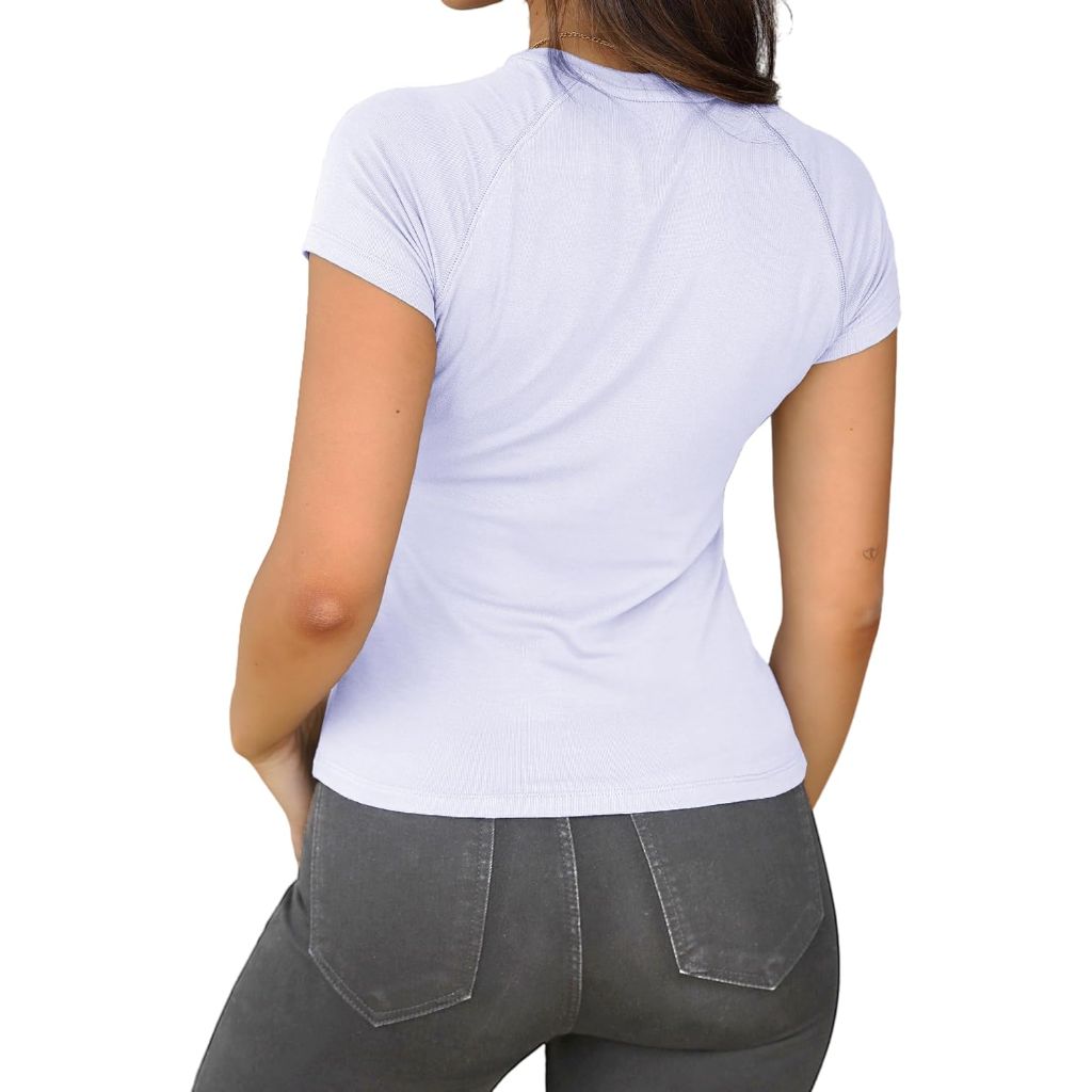 Dwnval Womens Basic Summer Short Sleeve Crewneck T Shirt (Heather Grey, Small)