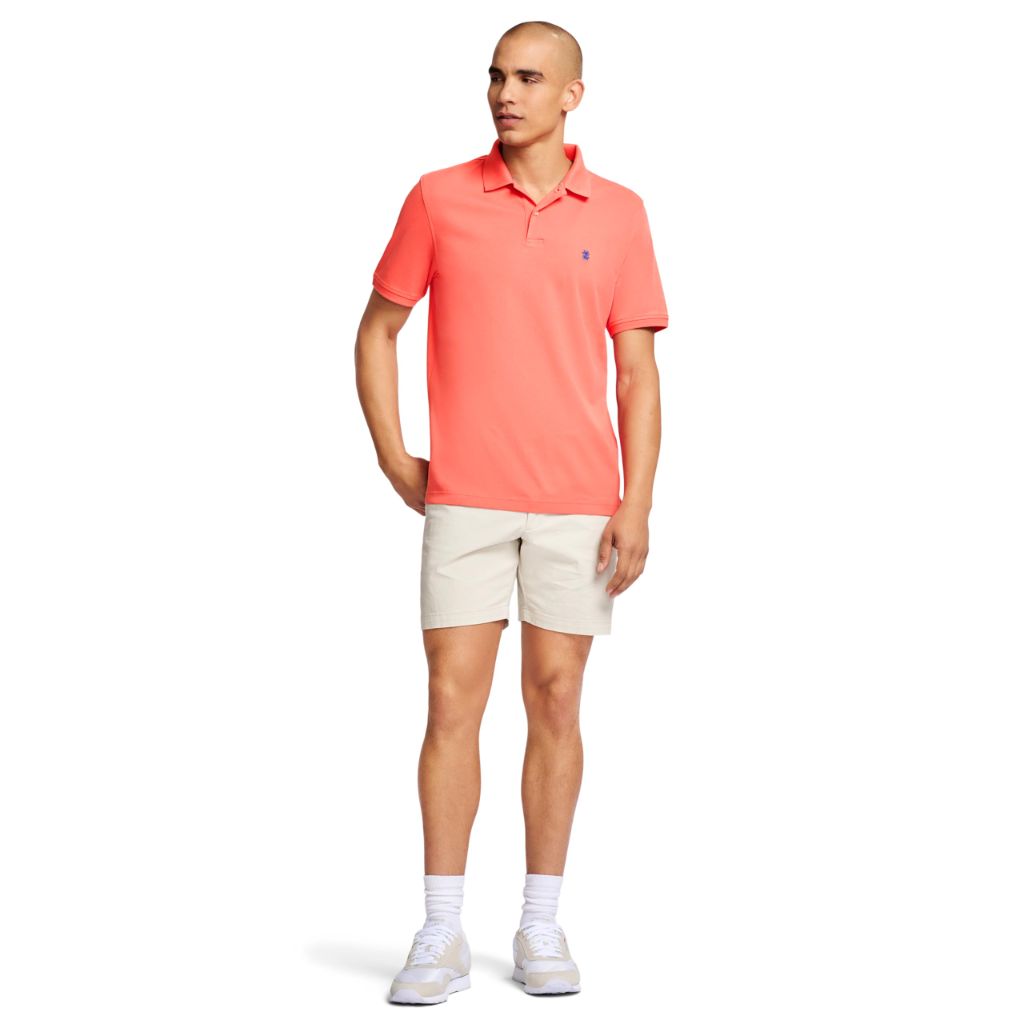 SZ S, Izod Men's Short Sleeve Interlock Polo Shirt, Porcelain Rose