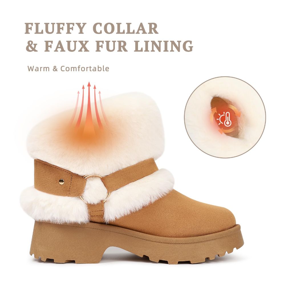 Goldnut Furry Winter Brown Boots for Women,  Size 8