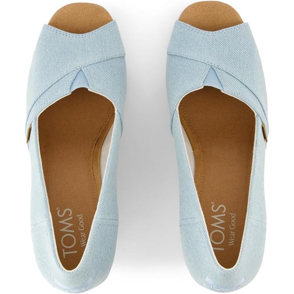 TOMS Women's Classic Espadrille Wedge Sandal - Pastel Blue Washed Denim, Size 11 *Damaged Box*