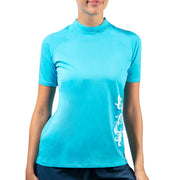 Kanu Surf Women's UPF 50+ Short Sleeved Active Rashguard & Workout Top, Breeze Aqua - size XL