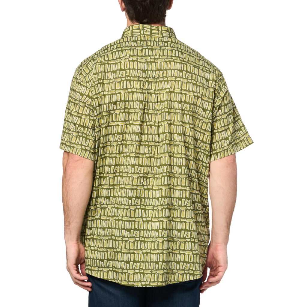 Eddie Bauer Men's Big & Tall Printed Baja Short-Sleeve Shirt Green Olive XX-Large, Tall