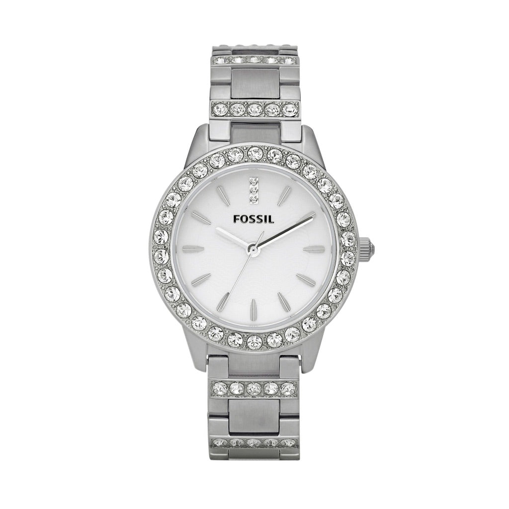 Fossil Women's Jesse Stainless Steel Three-Hand Silver Glitz 34mm Watch - ES2362