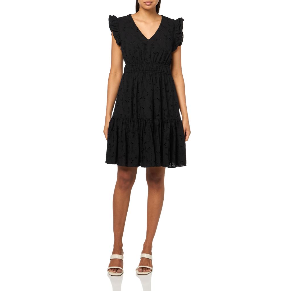 Anne Klein Vneck Ruffle SLV Short Dress L