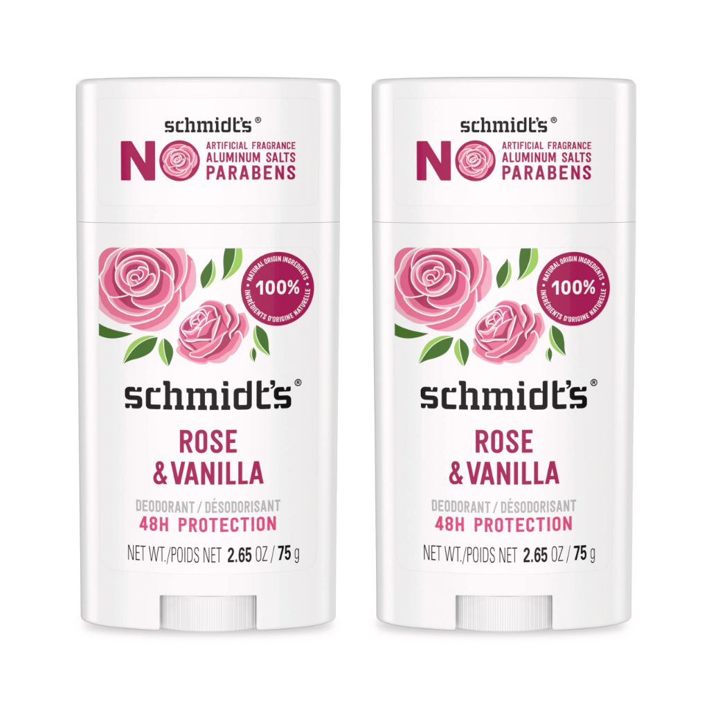 Schmidt's Aluminum-Free Vegan Deodorant Rose & Vanilla with 24 Hour Odor Protection 2 Ct , 2.65 oz