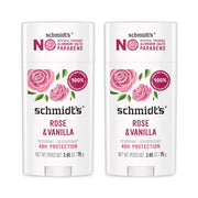 Schmidt's Aluminum-Free Vegan Deodorant Rose & Vanilla with 24 Hour Odor Protection 2 Ct , 2.65 oz