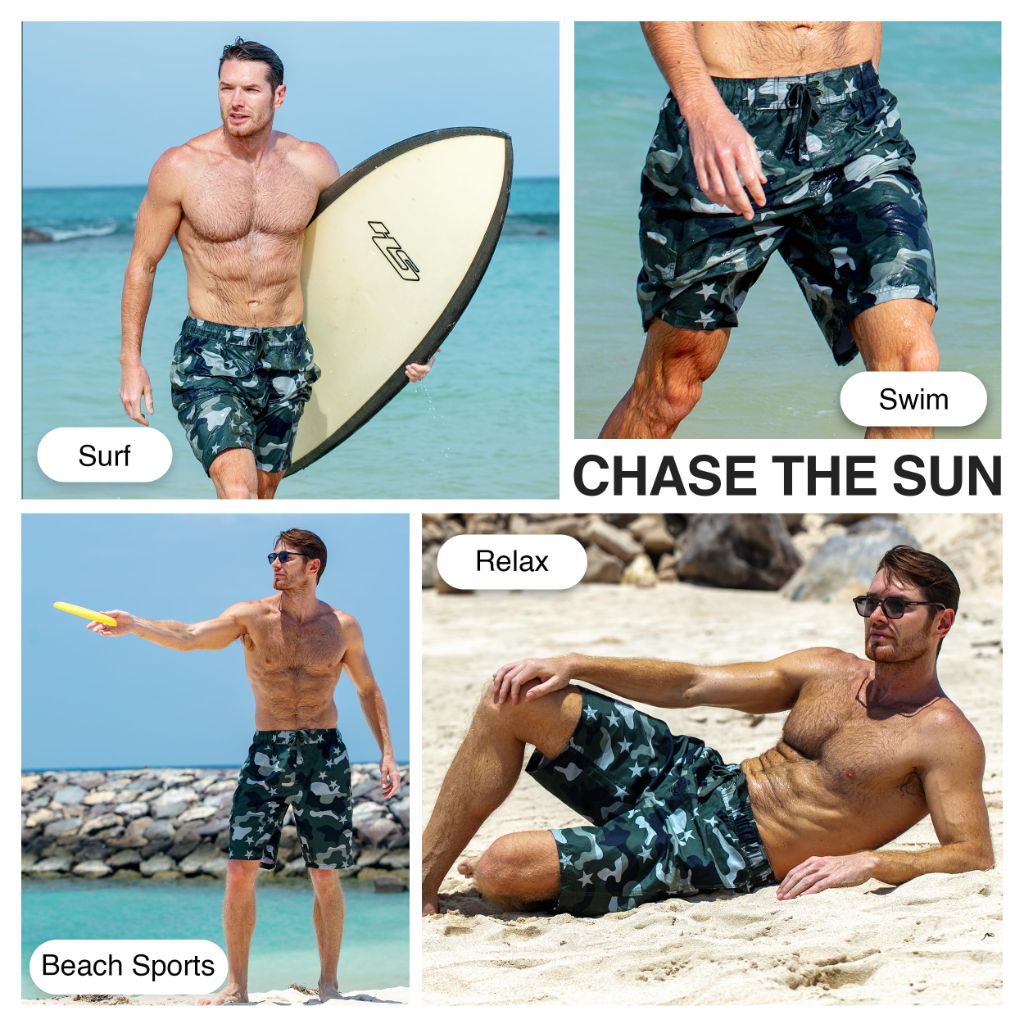 Kanu Surf Men's Mirage Swim Trunks (Regular & Extended Sizes), Camo Flag Army Green, 3X