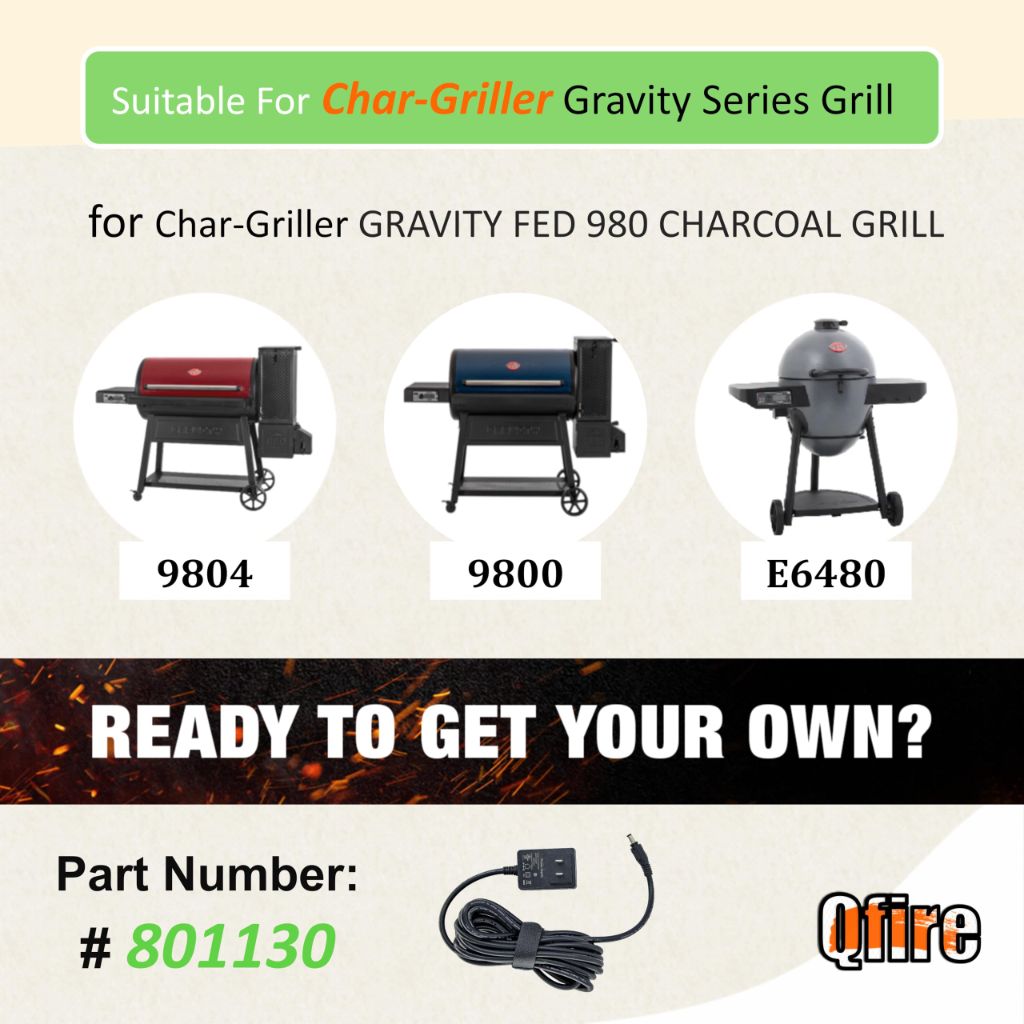 9004190216-Power Adapter,Gravity Series Power Cord Compatible with Masterbuilt 560,800,1050 Digital Charcoal Grill and Smoker