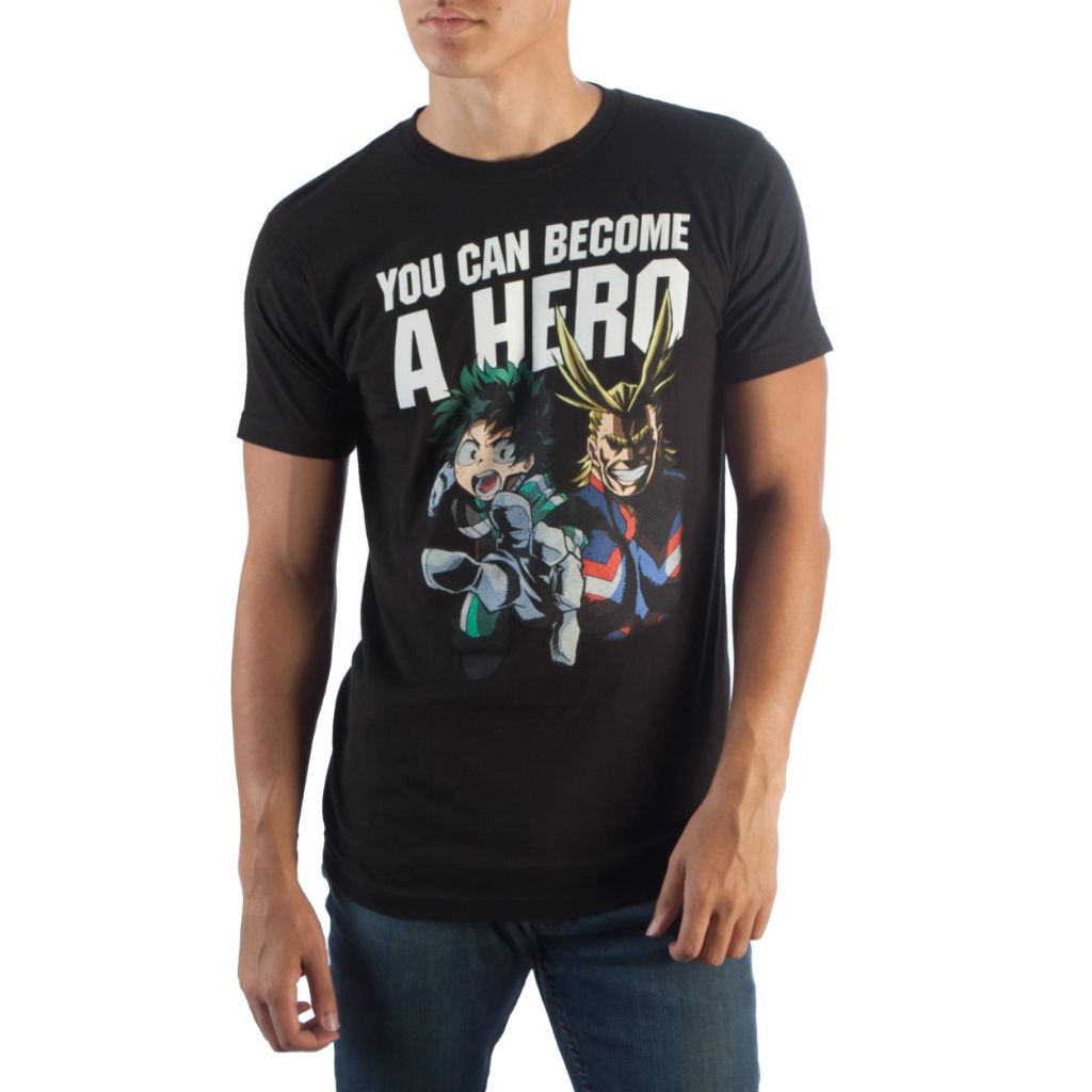 SZ XL, Bioworld Become A Hero My Hero Academia Anime Cartoon Men's Black Graphic Tee (Black)