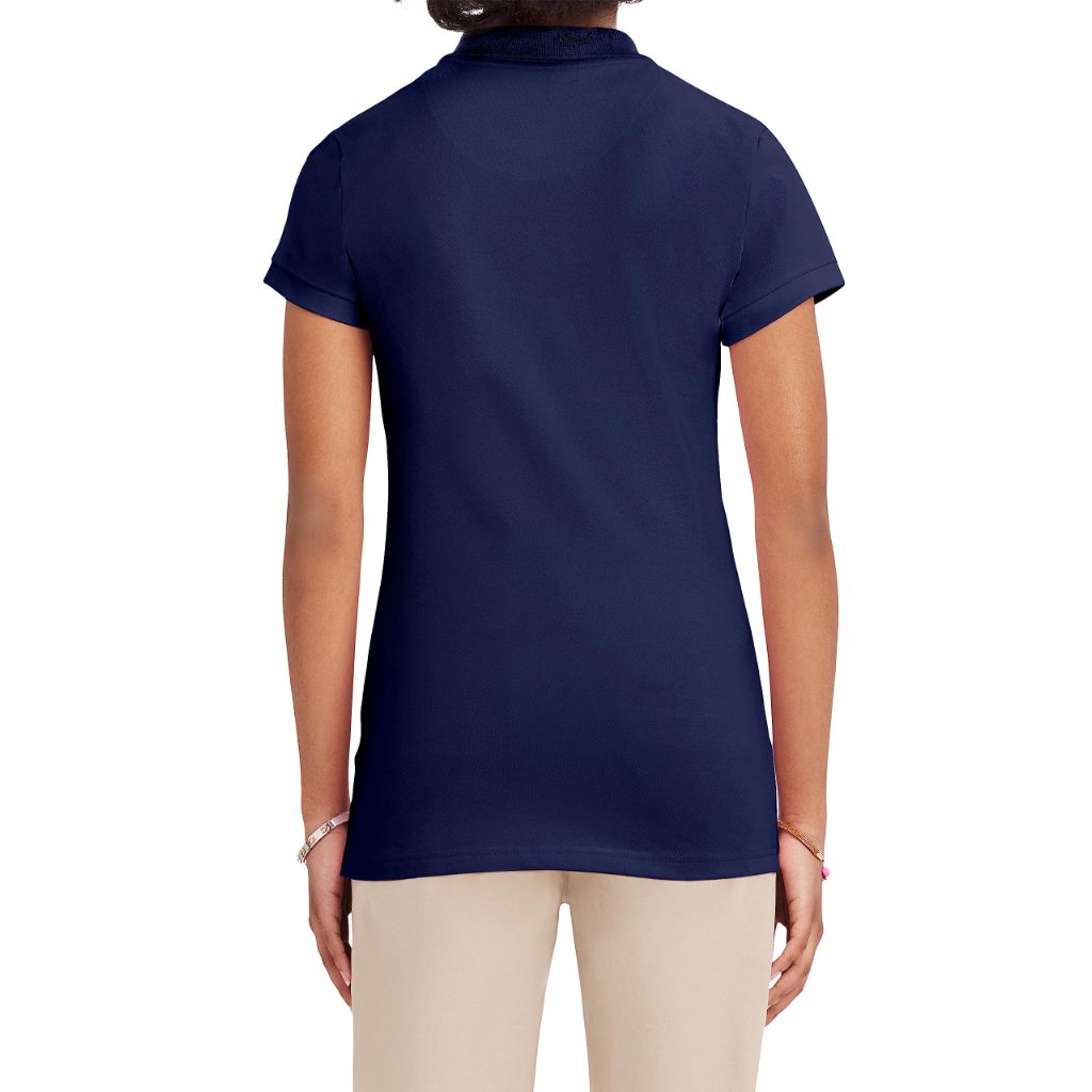 Izod Junior's Uniform Short Sleeve Interlock Polo, Navy Blue, X-Small
