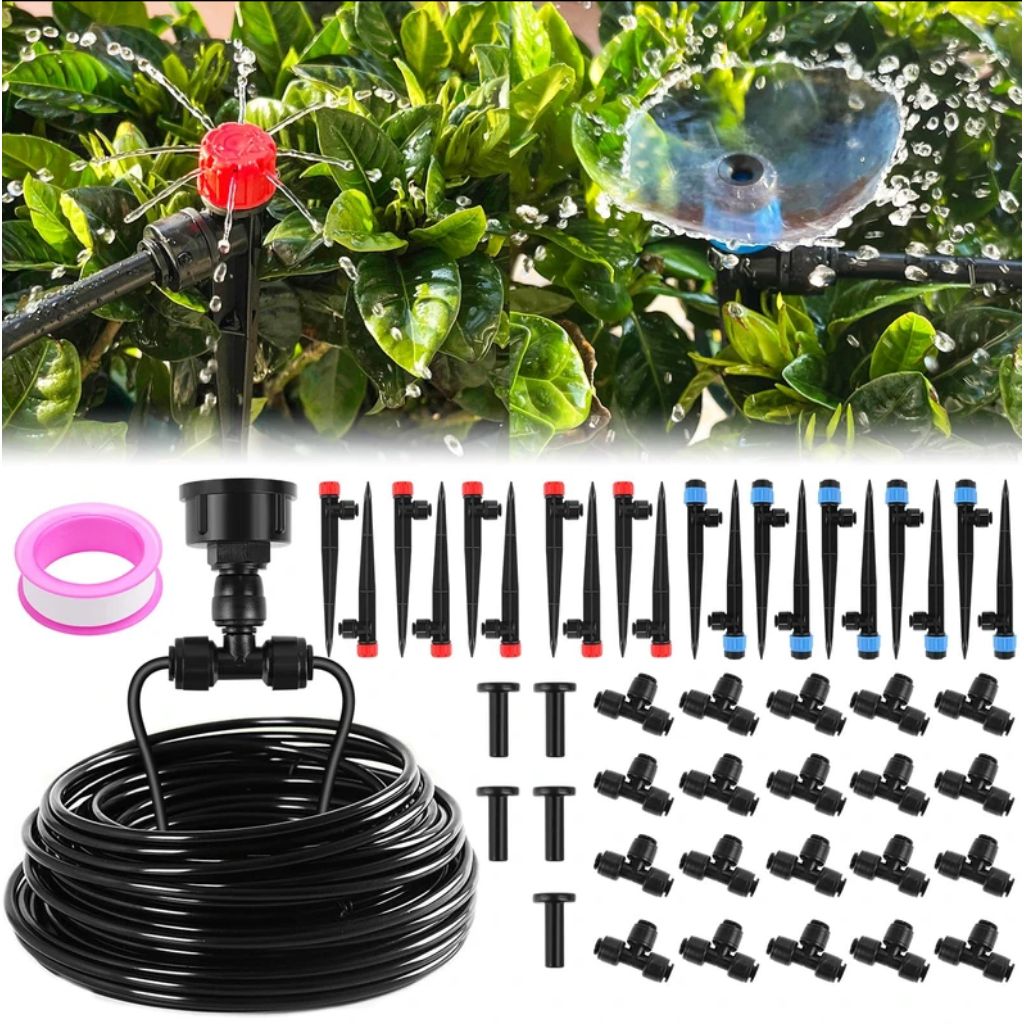 Quick-Connect Drip Irrigation System - 98FT DIY Automatic Irrigation Kit with 1/4" Hose, Splitters, Emitters