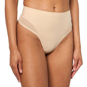 BOSS, High Waist Mesh Thong, Light Mushroom, S