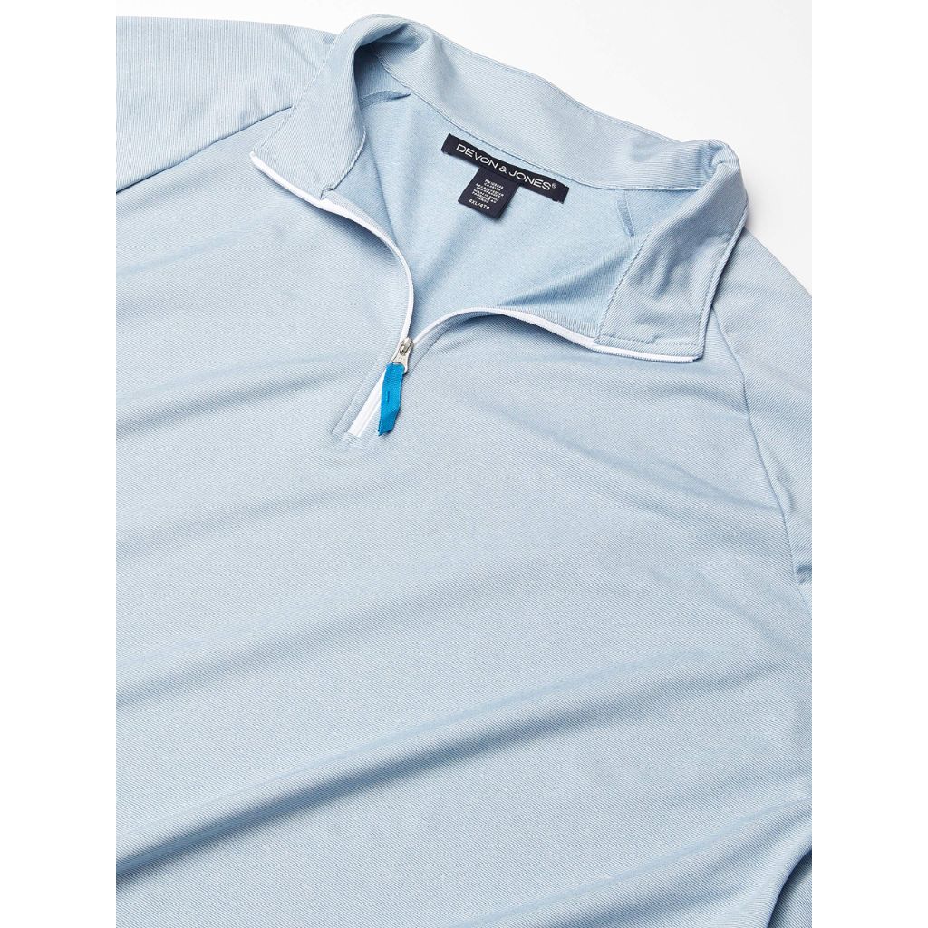 D & Jones Men's Crownlux Performance Micro Stripe Quarter Zip Long Sleeve Pullover - Ocean Blue, Small