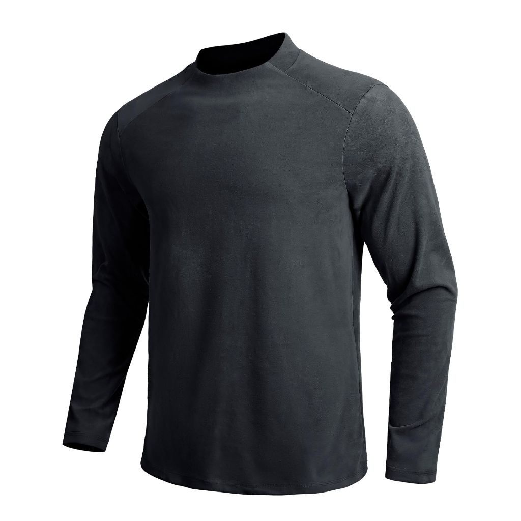 BANTREK Men's Crewneck Pullover Long Sleeve Thermal Shirt (Dark Grey, Small)