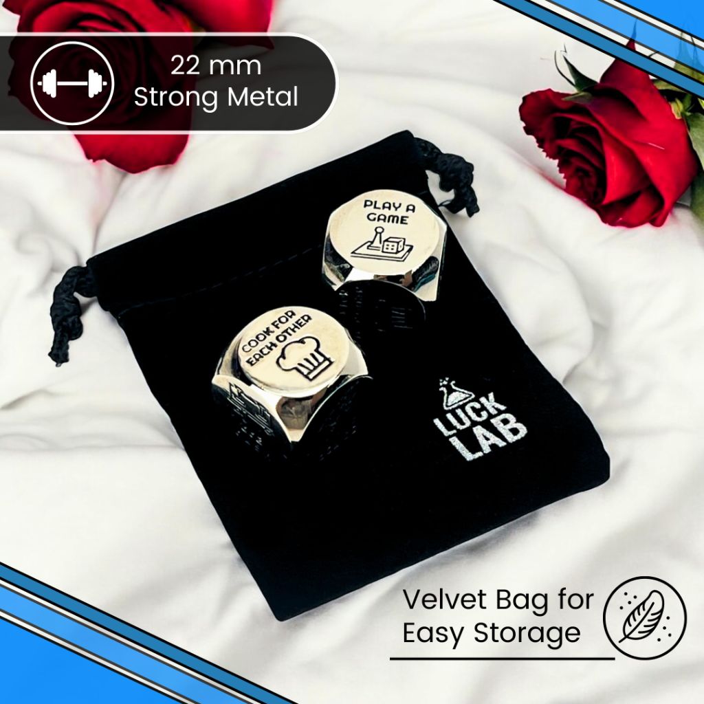 Luck Lab Date Night Dice - Activity Decider for Couples with Velvet Storage Bag