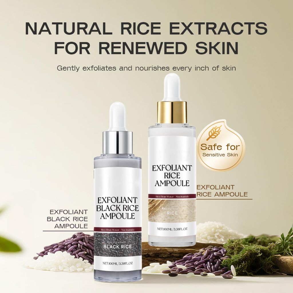 Peel Shot Glow Rice Exfoliating Ampoule Set - Black & White Rice for Brightening & Glowing Skin, 50mL ea.