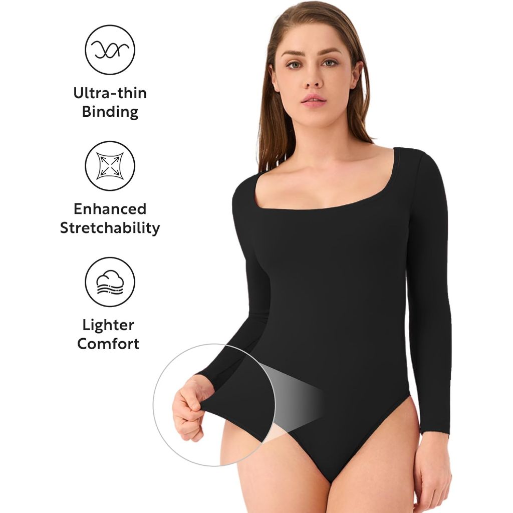 DAVID ARCHY Women's Long Sleeve Modal Soft Bodysuit Going Out Tops for Women M