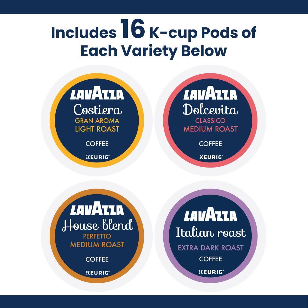 Lavazza Coffee Keurig K-Cup Coffee Pods Variety Pack, 64 Count