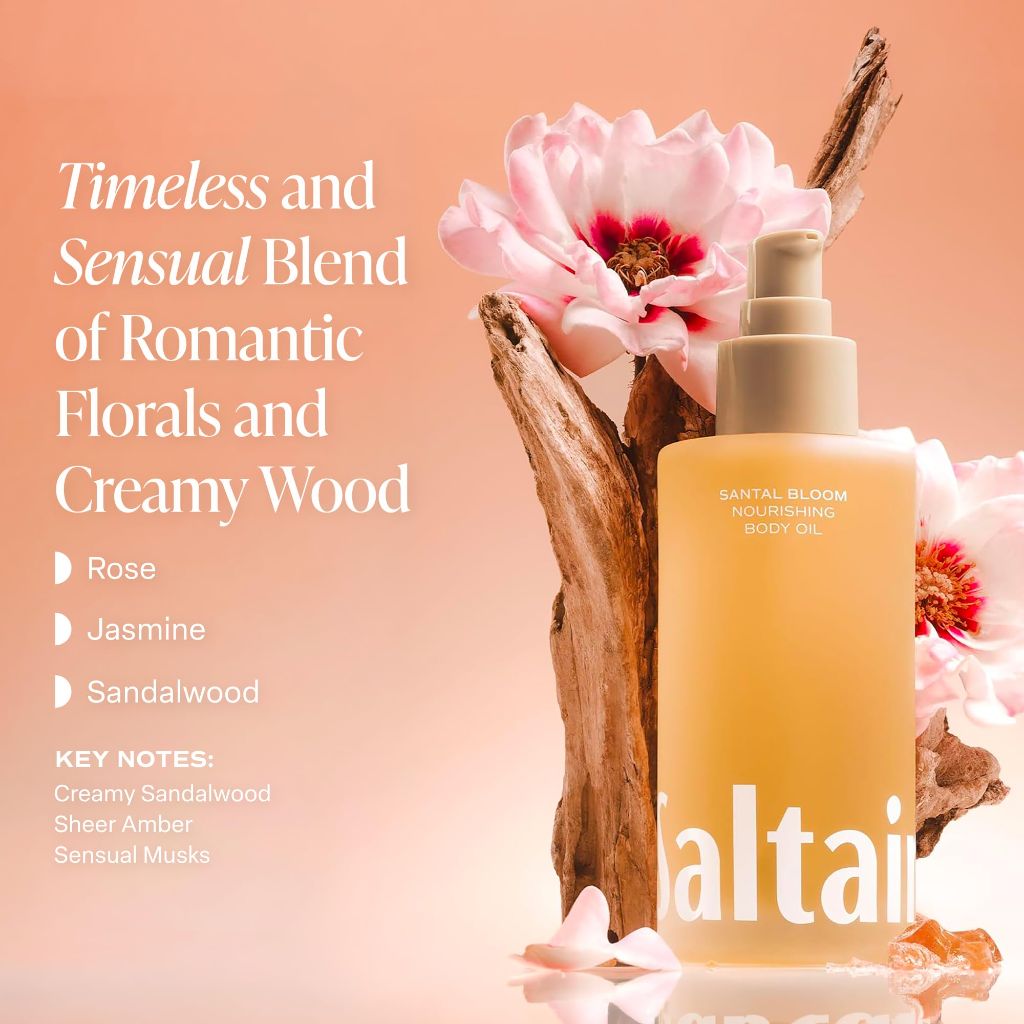 Saltair Body Oil - Luxurious Santal Bloom After Shower and Bath Oil – 4oz Pump Bottle